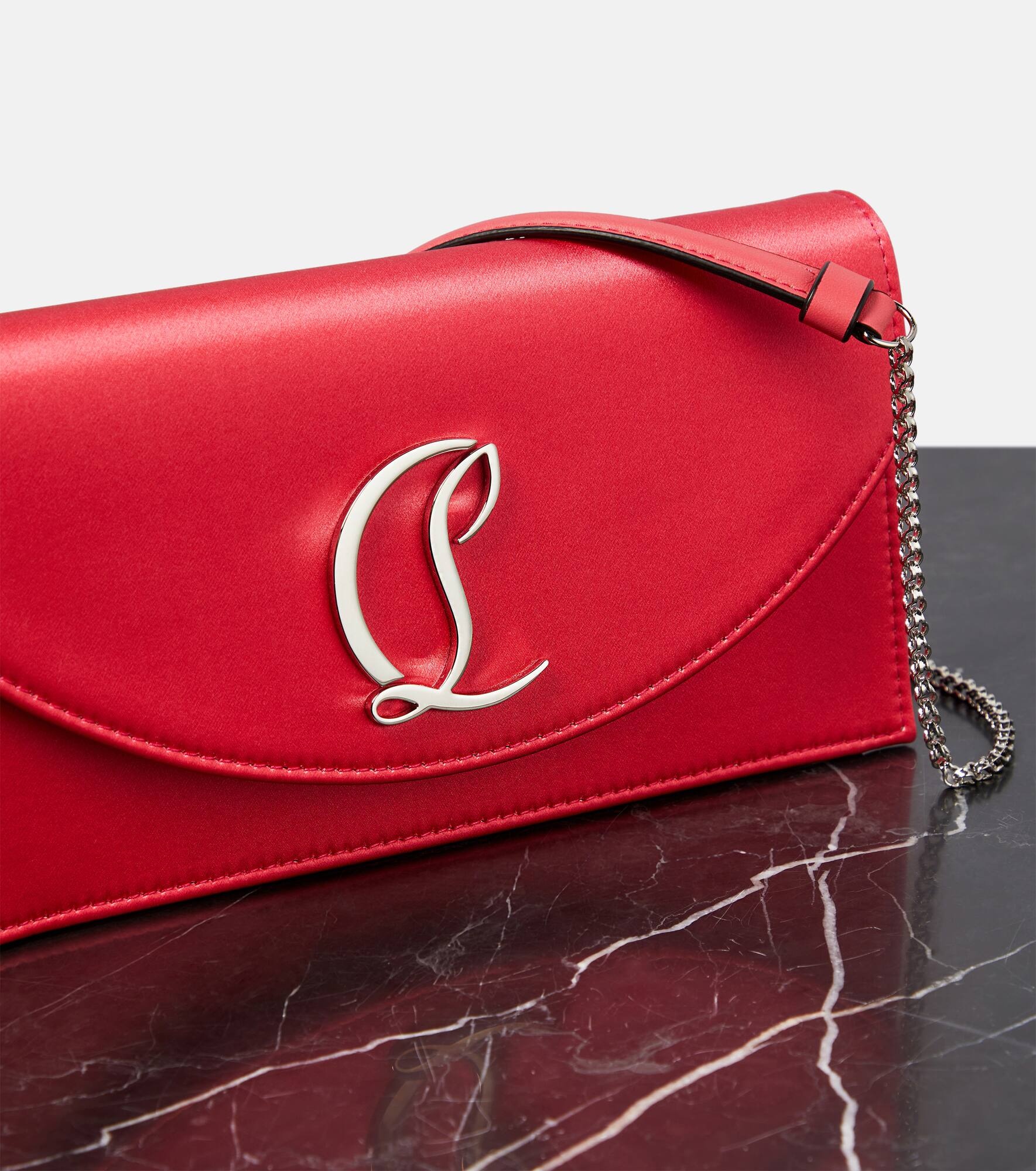 Loubi54 silk-satin clutch - 6