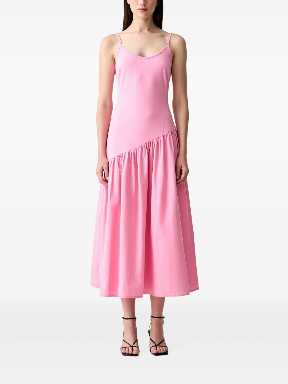 asymmetric ruffled midi dress - 1