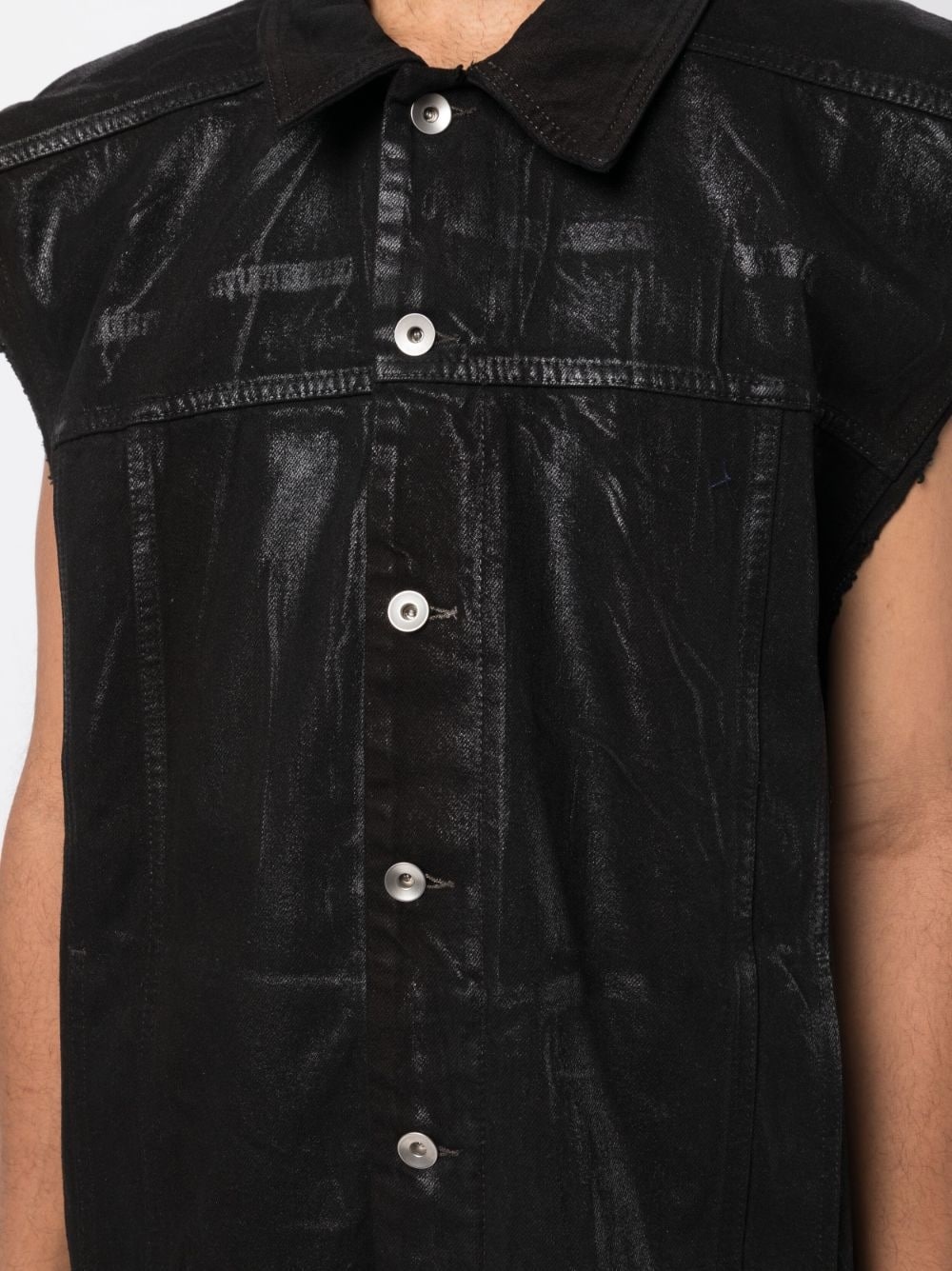 sleeveless wax-coated cotton vest - 6
