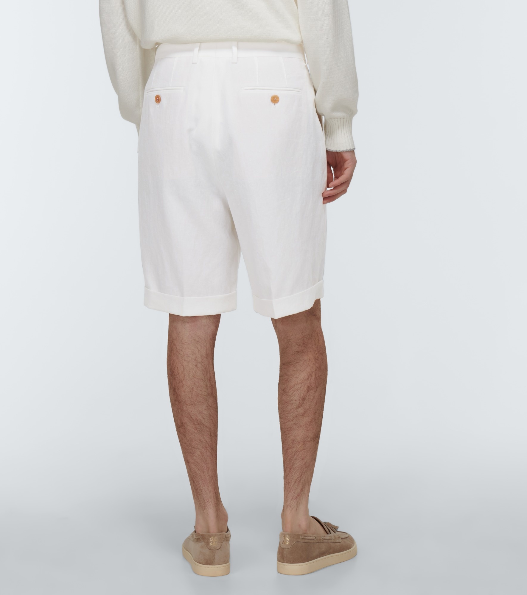 Mid-rise linen shorts - 4