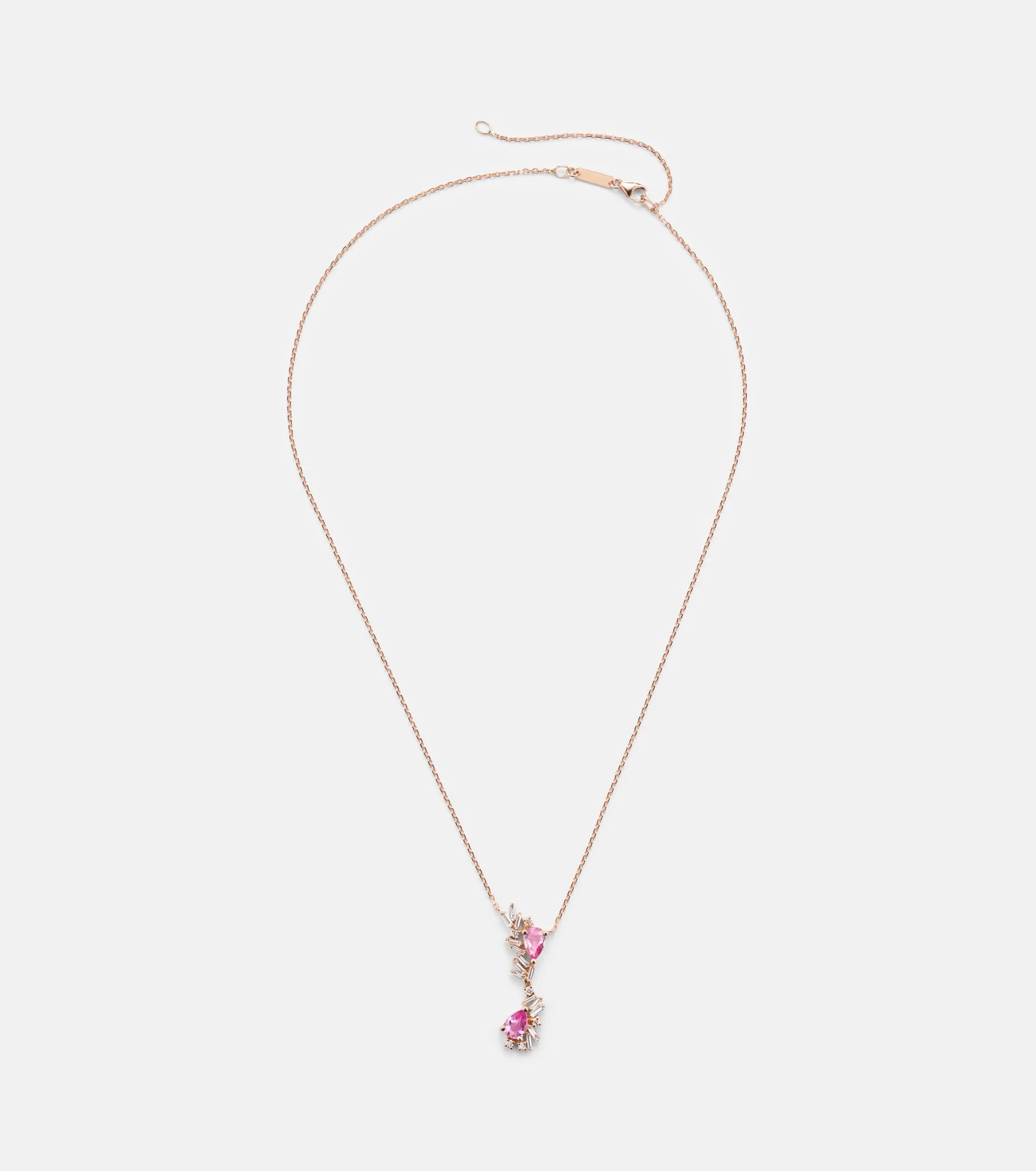 One Of A Kind 18kt rose gold pendant necklace with sapphire and diamonds - 1