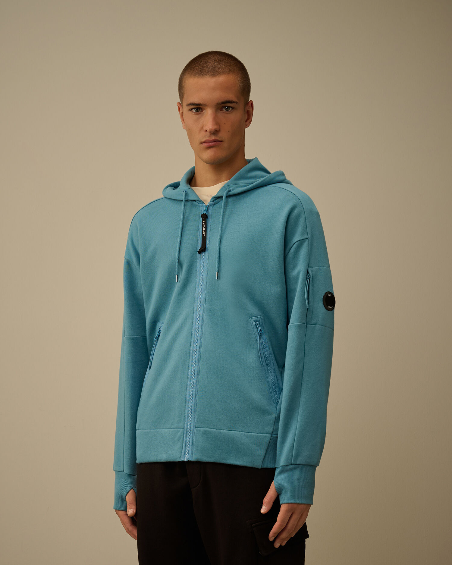Diagonal Raised Fleece Hooded Full Zip Sweatshirt - 3