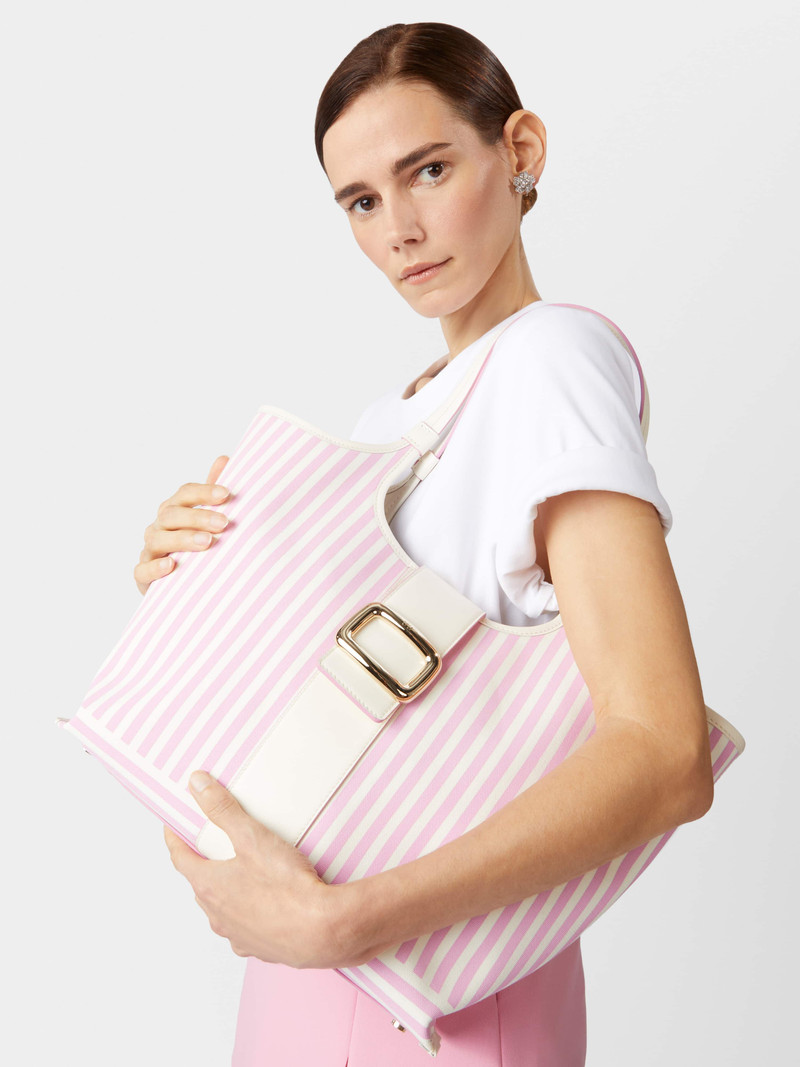 Viv' Choc Summer Stripes Medium Shopping Bag in Fabric 10