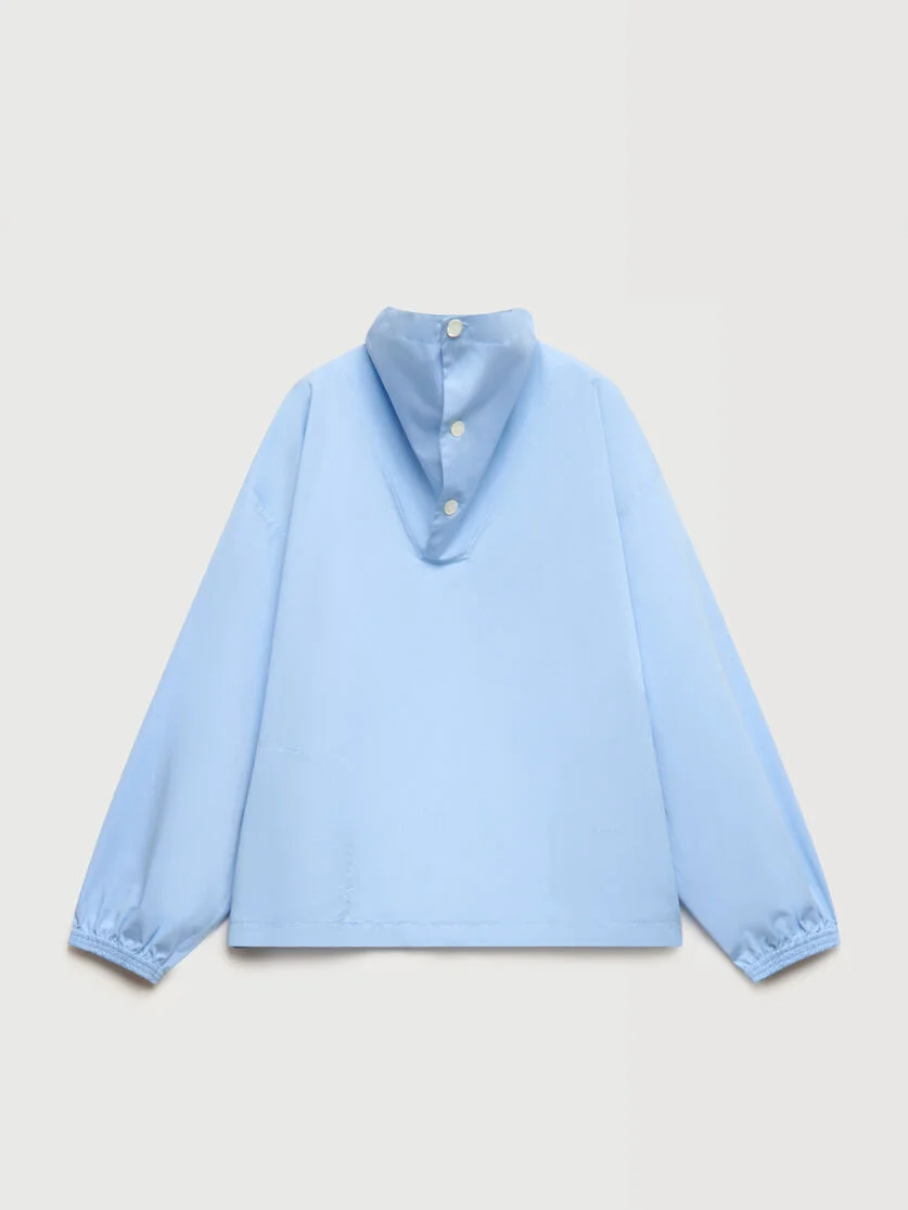 LIGHT BLUE POPLIN SHIRT WITH FUNNEL NECK - 1