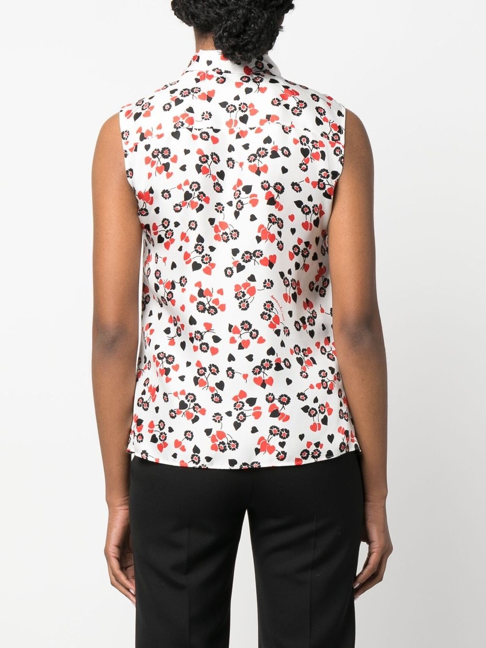 floral-print pussy-bow collar top - 4