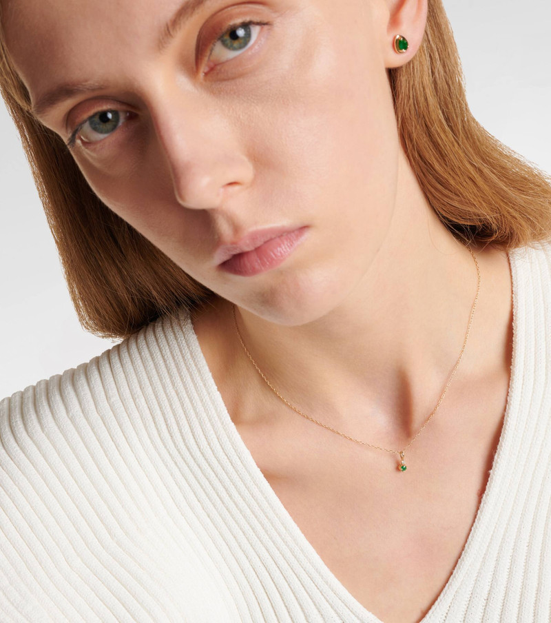 STONE AND STRAND Tiny Emerald Goddess 14kt gold choker with emeralds and diamonds outlook