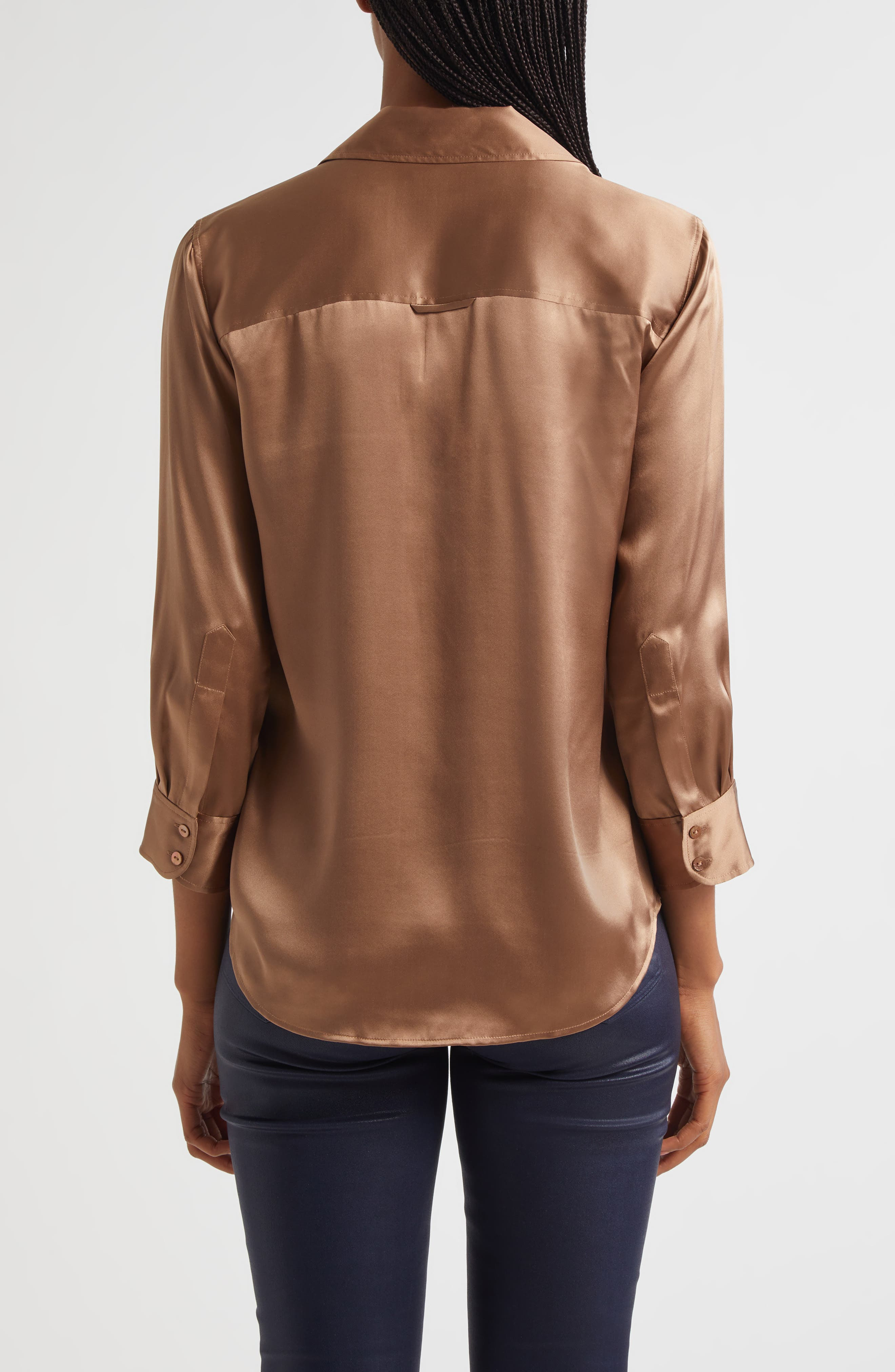 L'AGENCE Dani Silk Charmeuse Blouse in Cinnamon Swirl at Nordstrom - 2