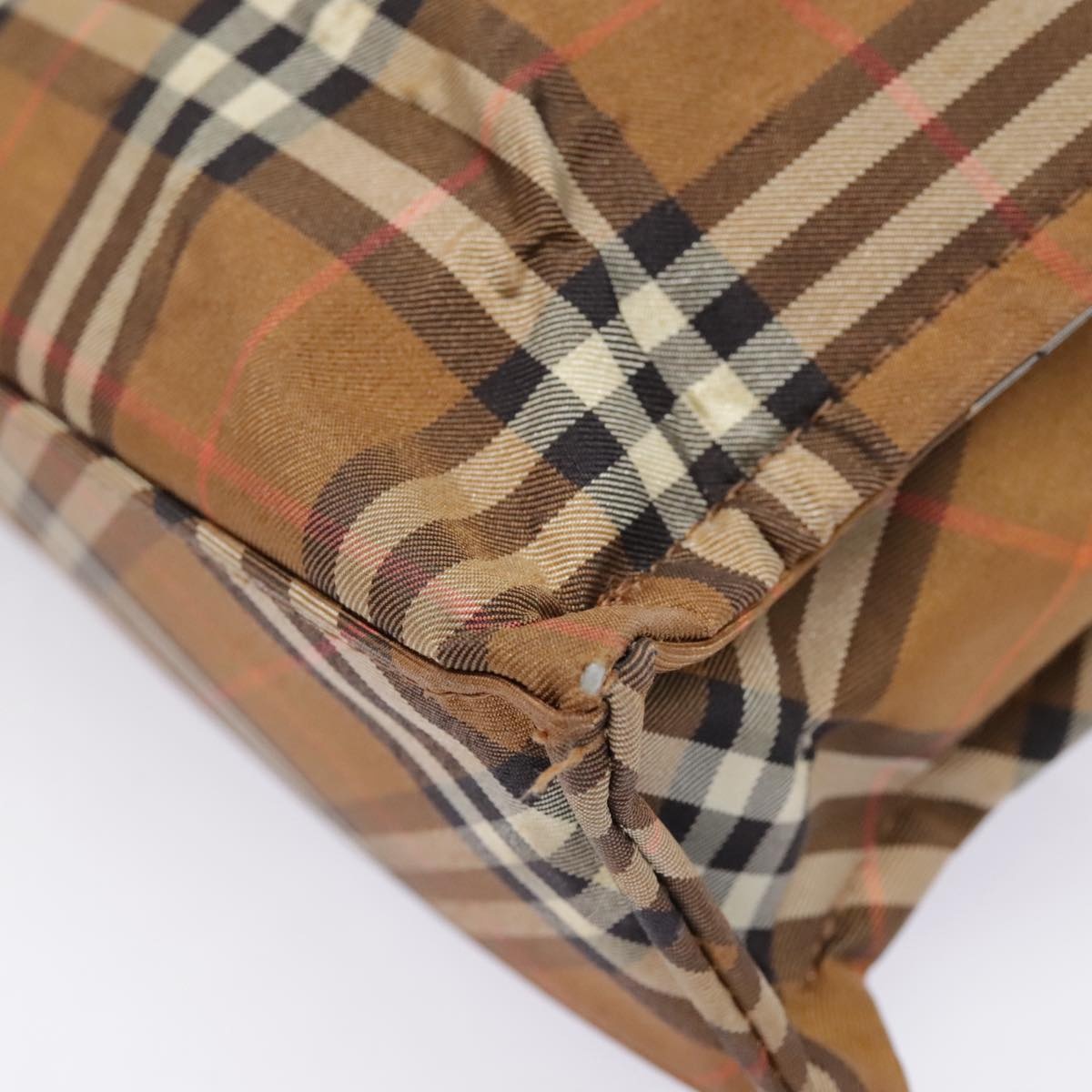 Burberry Nova Check Blue Label Tote Bag Nylon Brown - 12