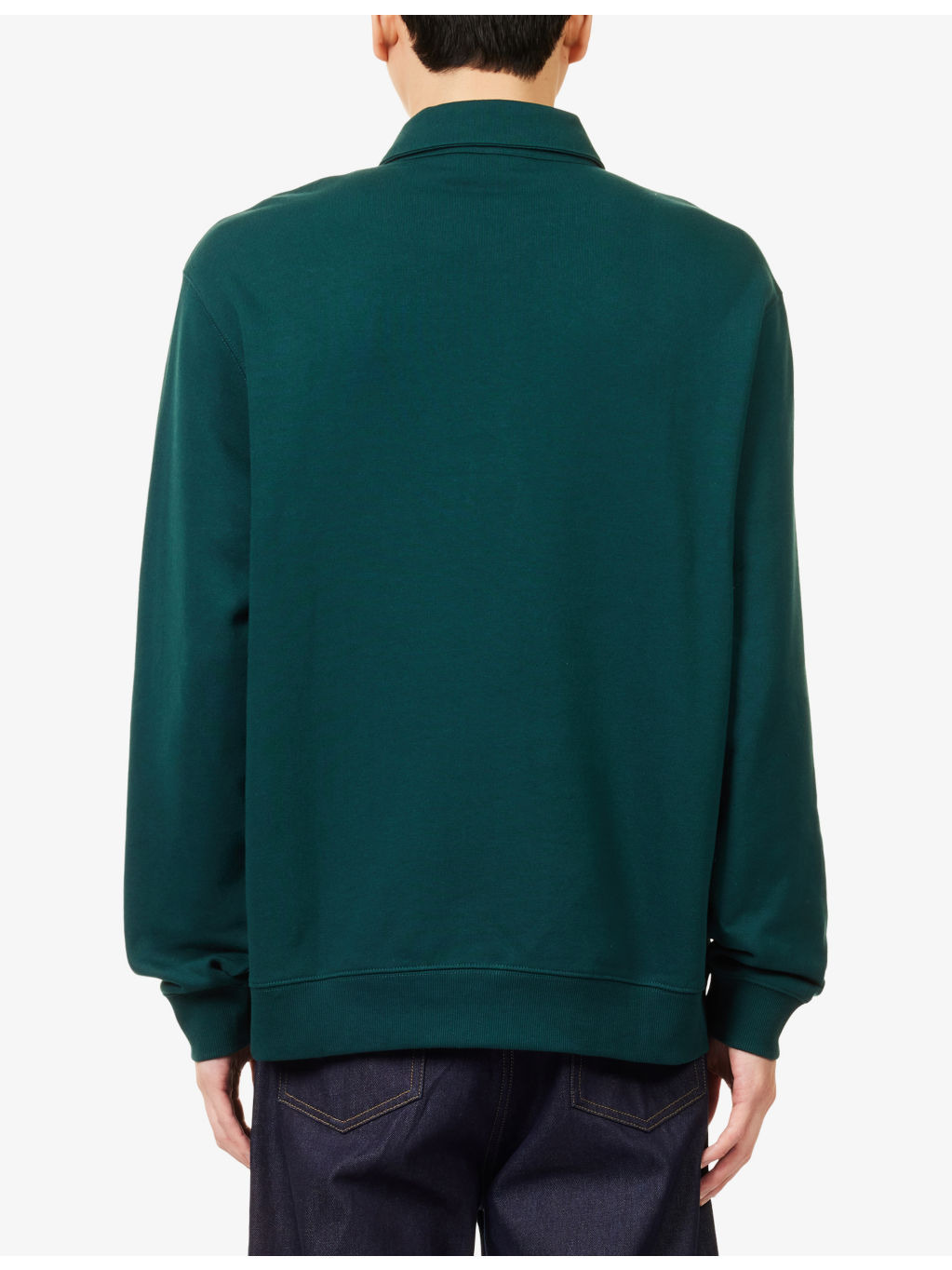 Logo-Patch Long-Sleeve Cotton Polo Sweatshirt - 4