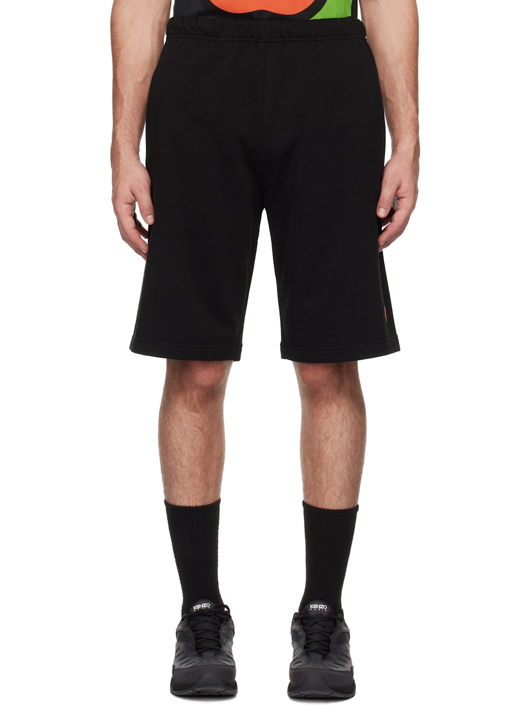 Black Kenzo Paris Pop Embroidered Shorts - 1