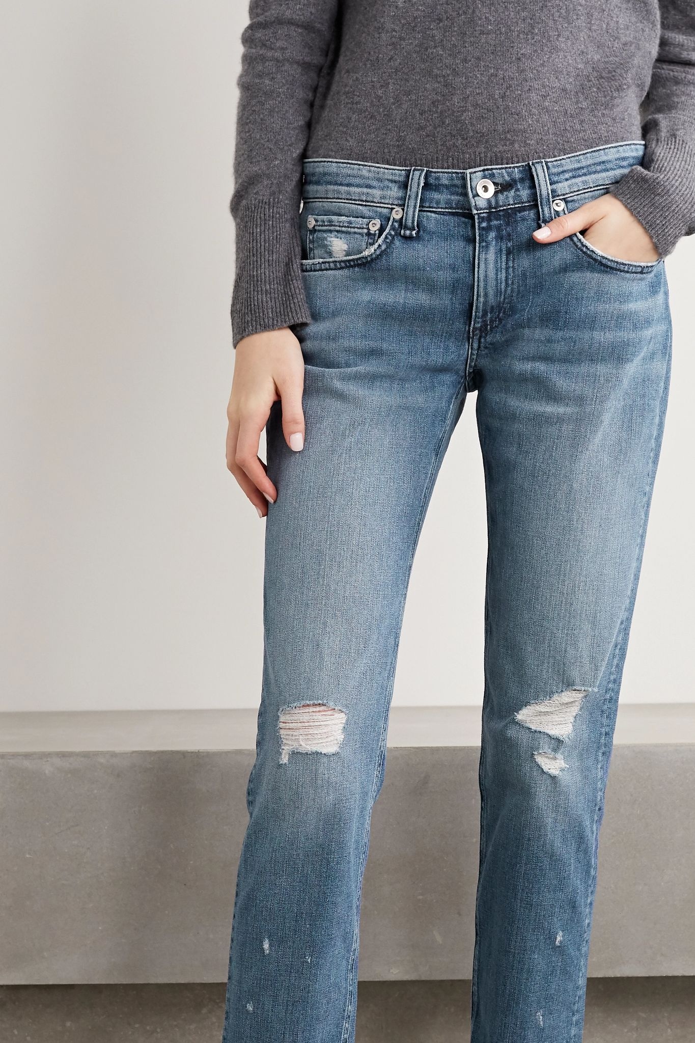 Dre cropped low-rise slim boyfriend jeans - 3