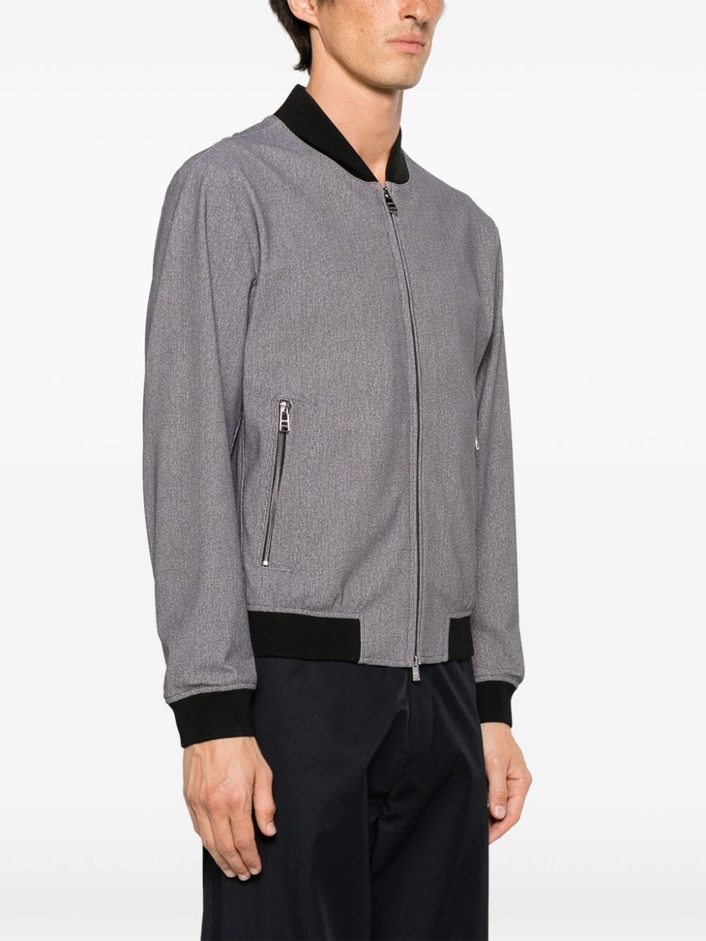 houndstooth-print zip-up jacket - 3
