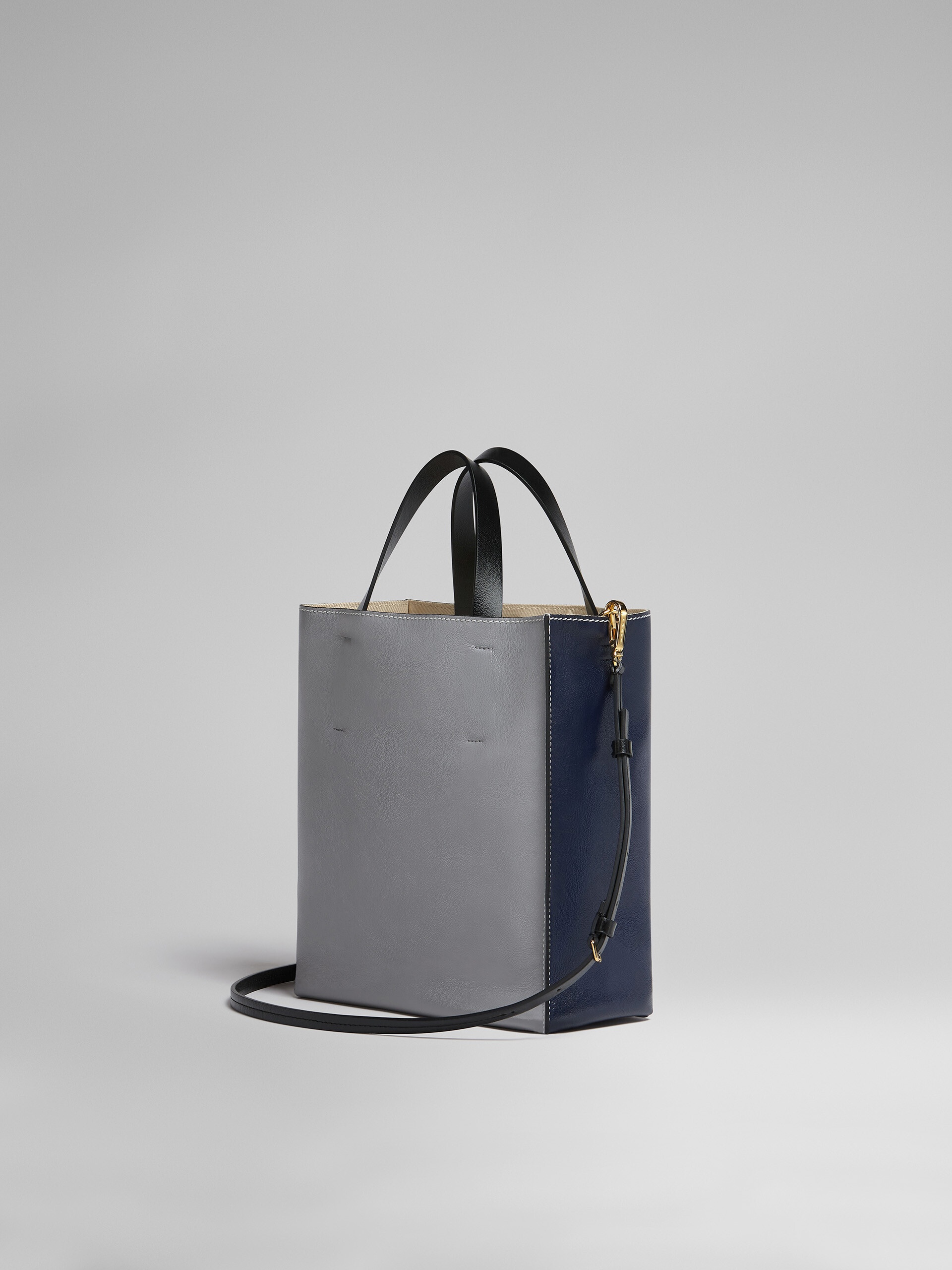 MUSEO SOFT SMALL BAG IN BLUE AND GREY LEATHER - 3