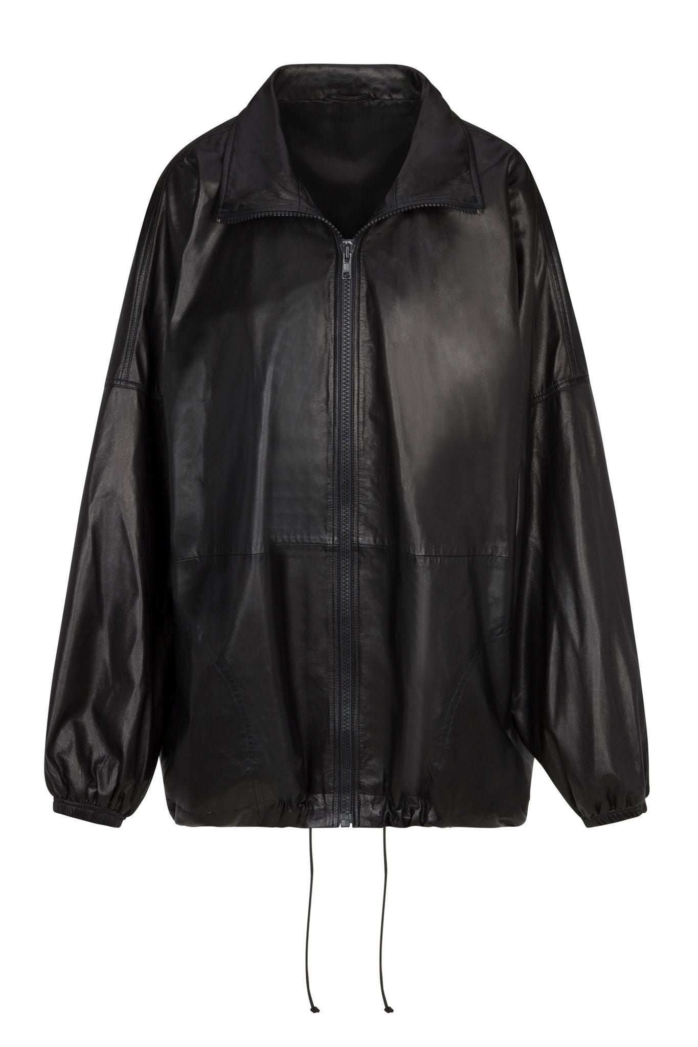 BLACK LEATHER ANORAK JACKET - 6