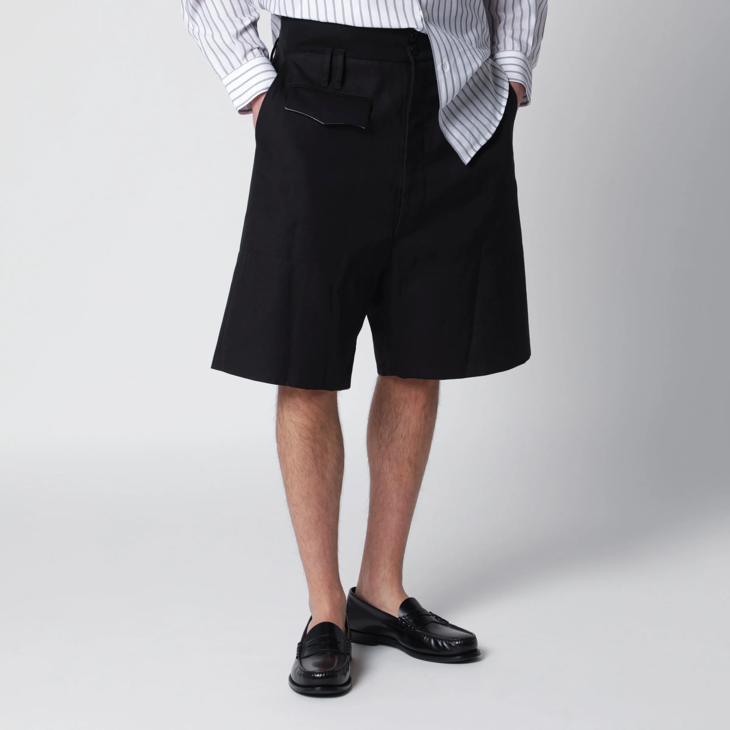Black cotton bermuda shorts - 1