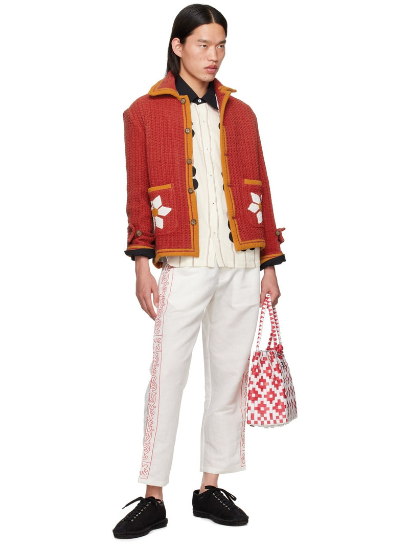 HARAGO Off-White Embroidered Trousers outlook