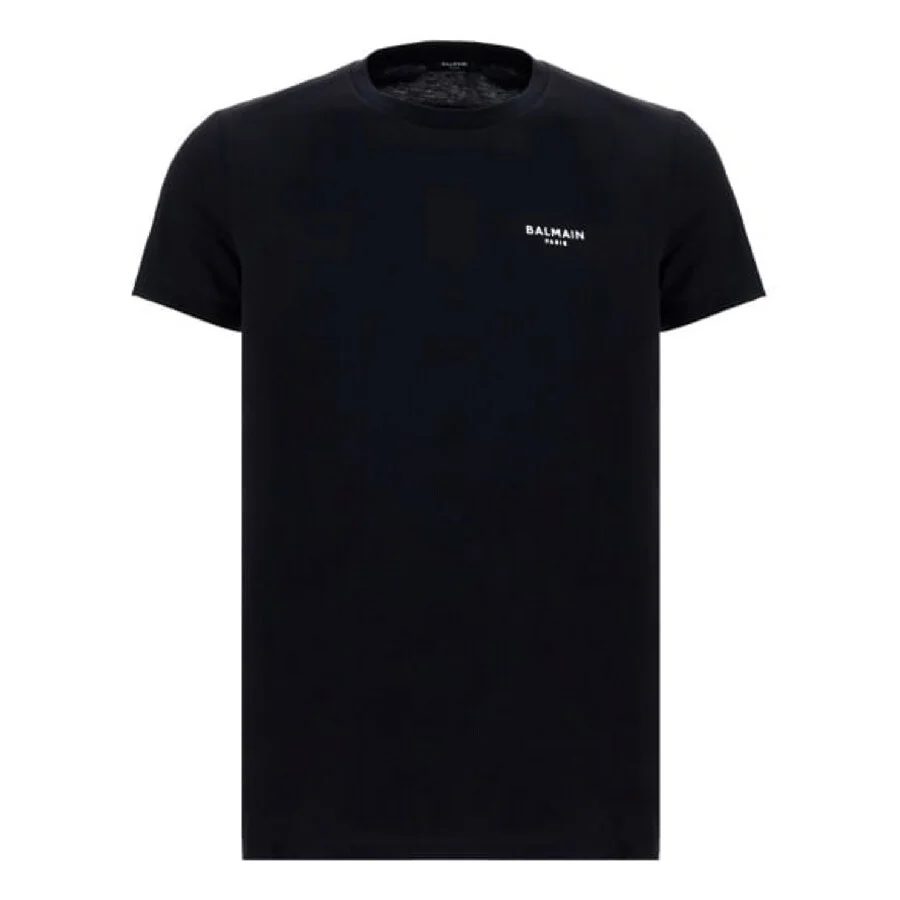 Balmain Flock Logo Cotton T Shirt - 1