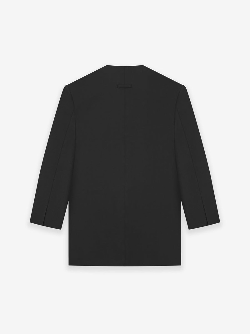 Silk Wool Double Breasted Lapelless Blazer 2