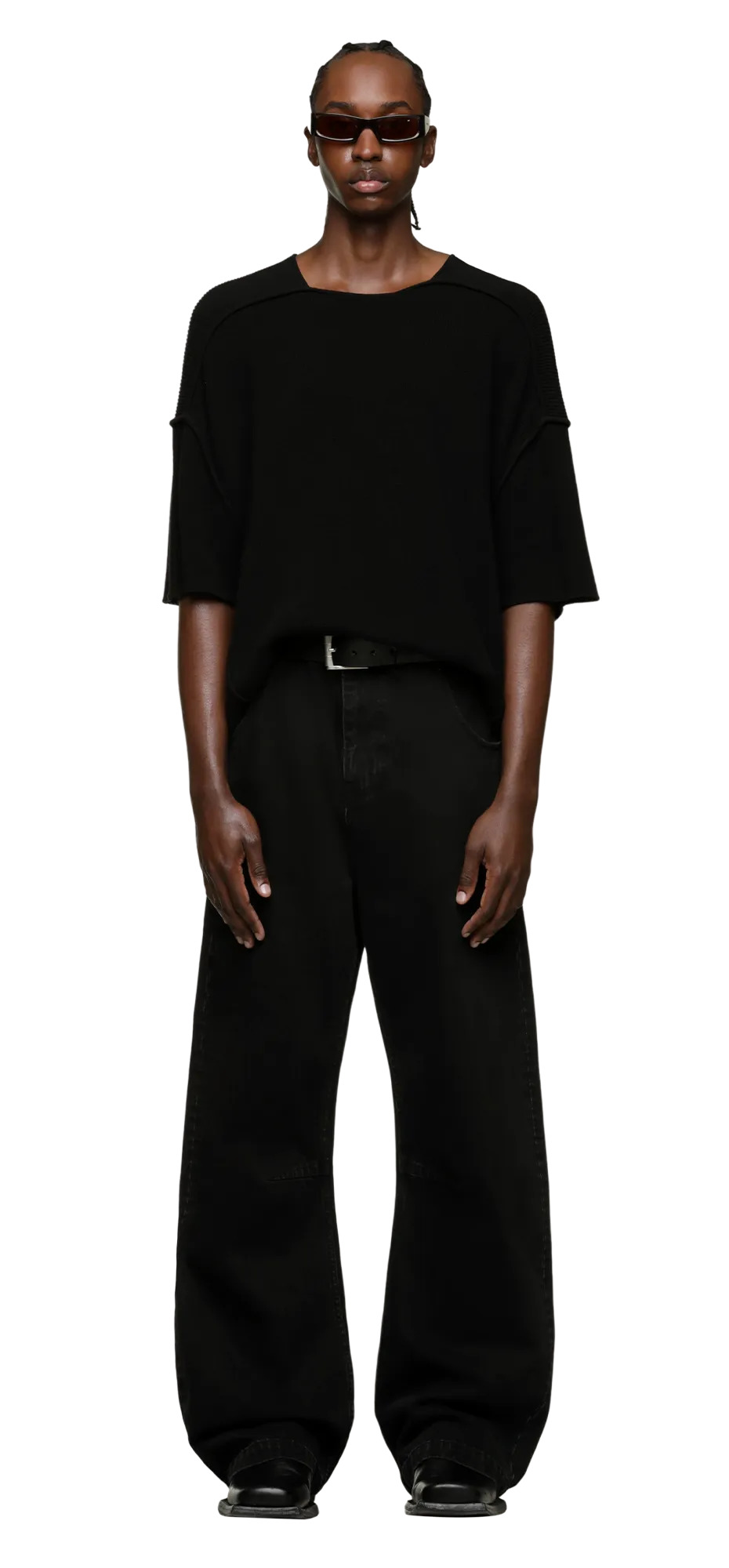 KNIT BLOCK TEE BLACK - 4