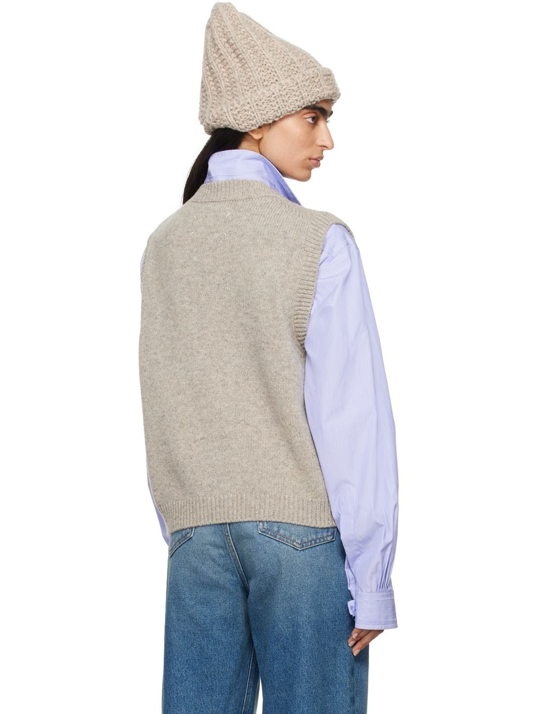 Beige Shetland Wool Tank Top - 3