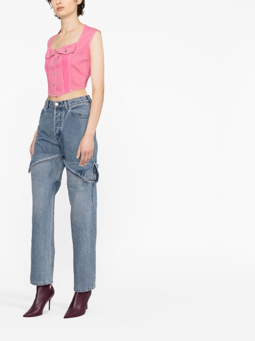 detailed straight-leg jeans - 4