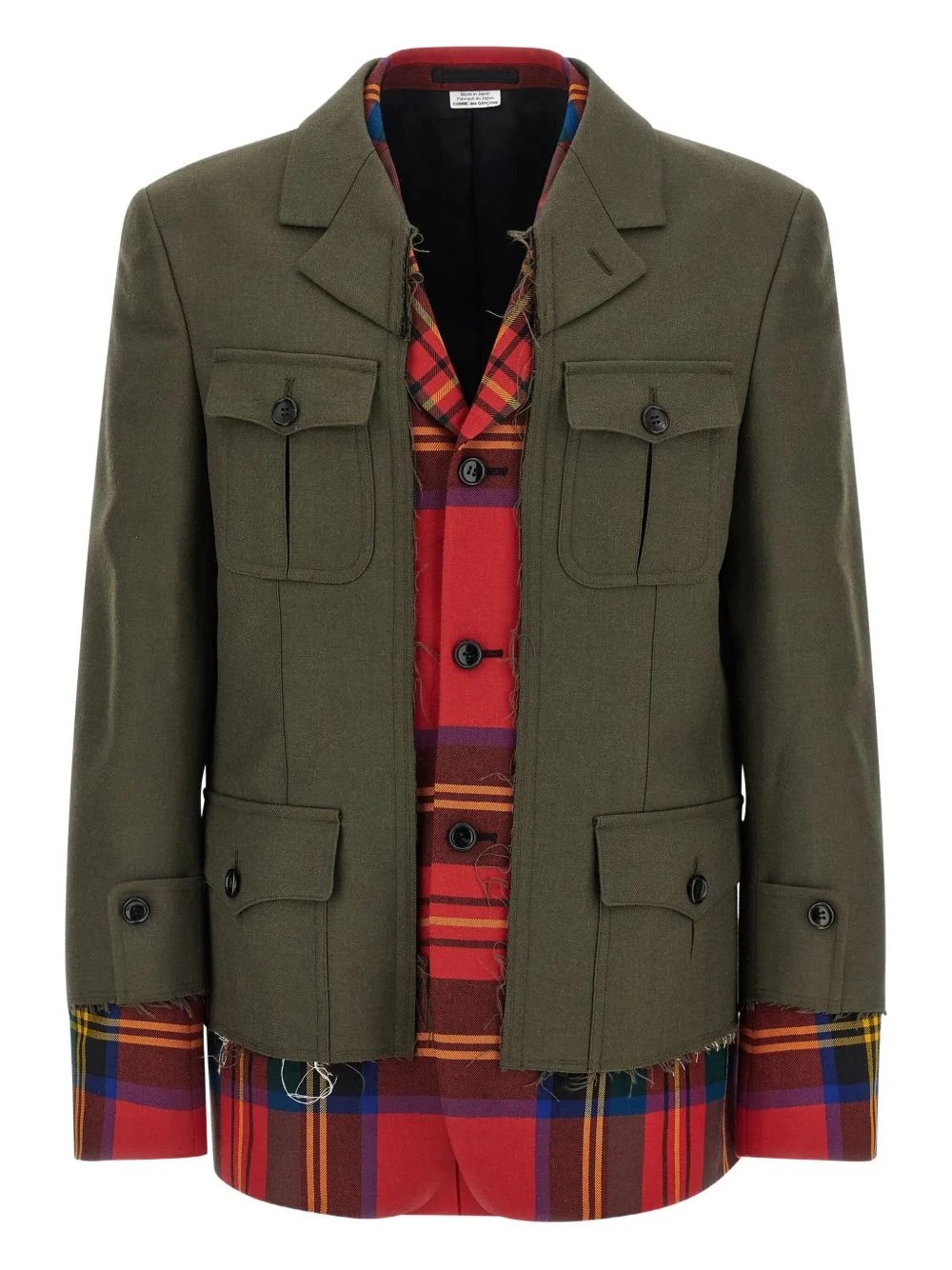 layered wool military jacket - 1