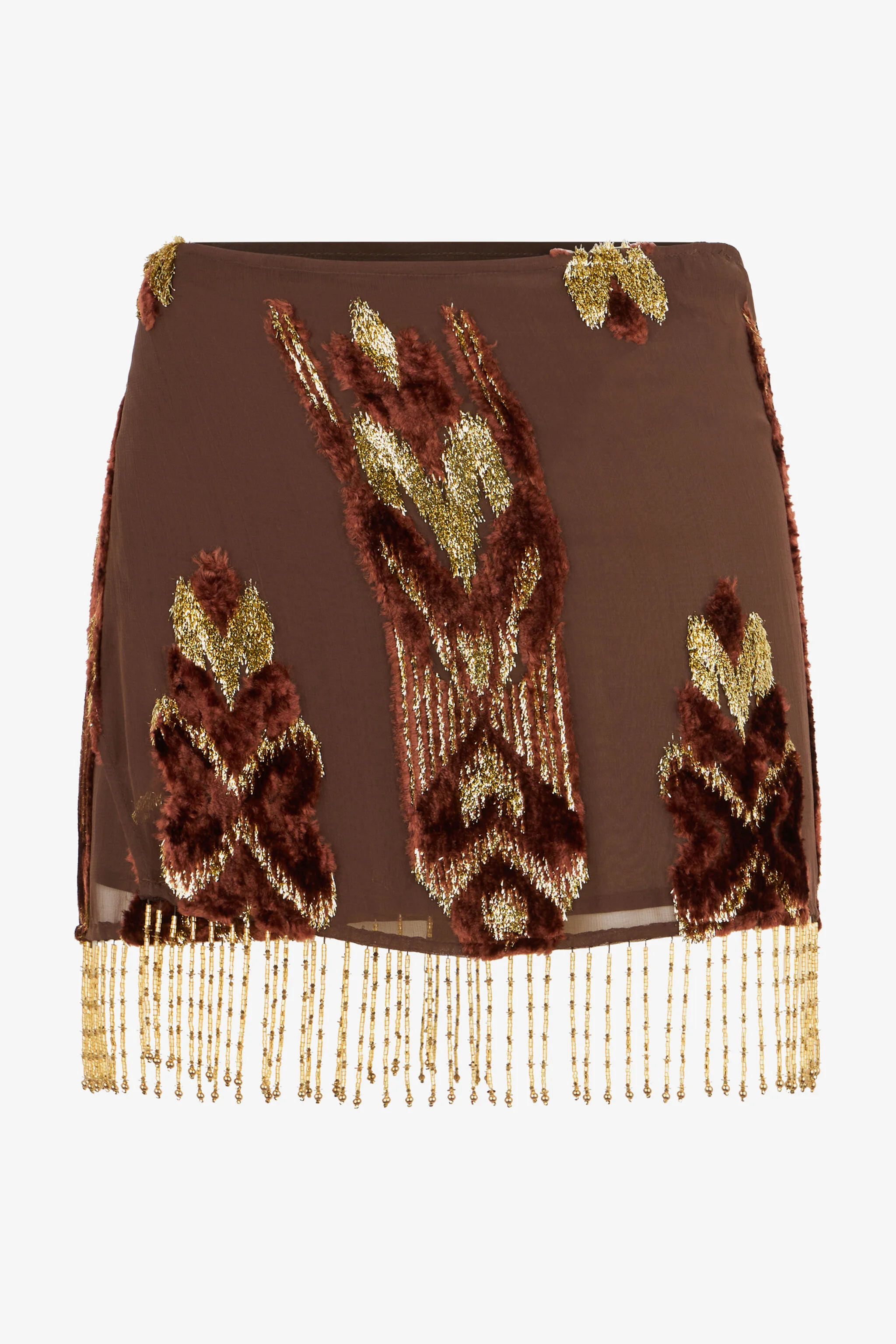 Mini Skirt With Fil Coupé Details and Fringes - 1