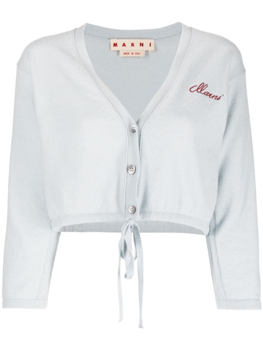 cropped logo-embroidered cashmere cardigan - 1
