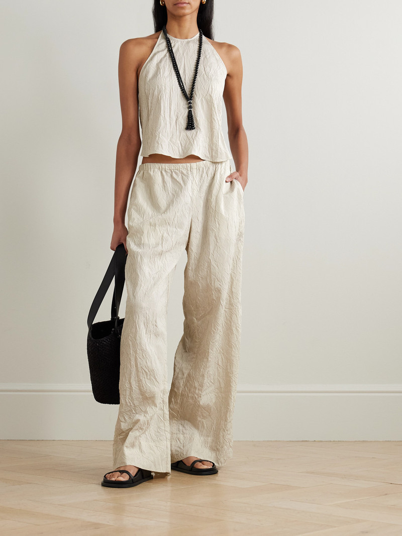 ST. AGNI Crinkled Pinstriped Woven Halterneck Tank outlook