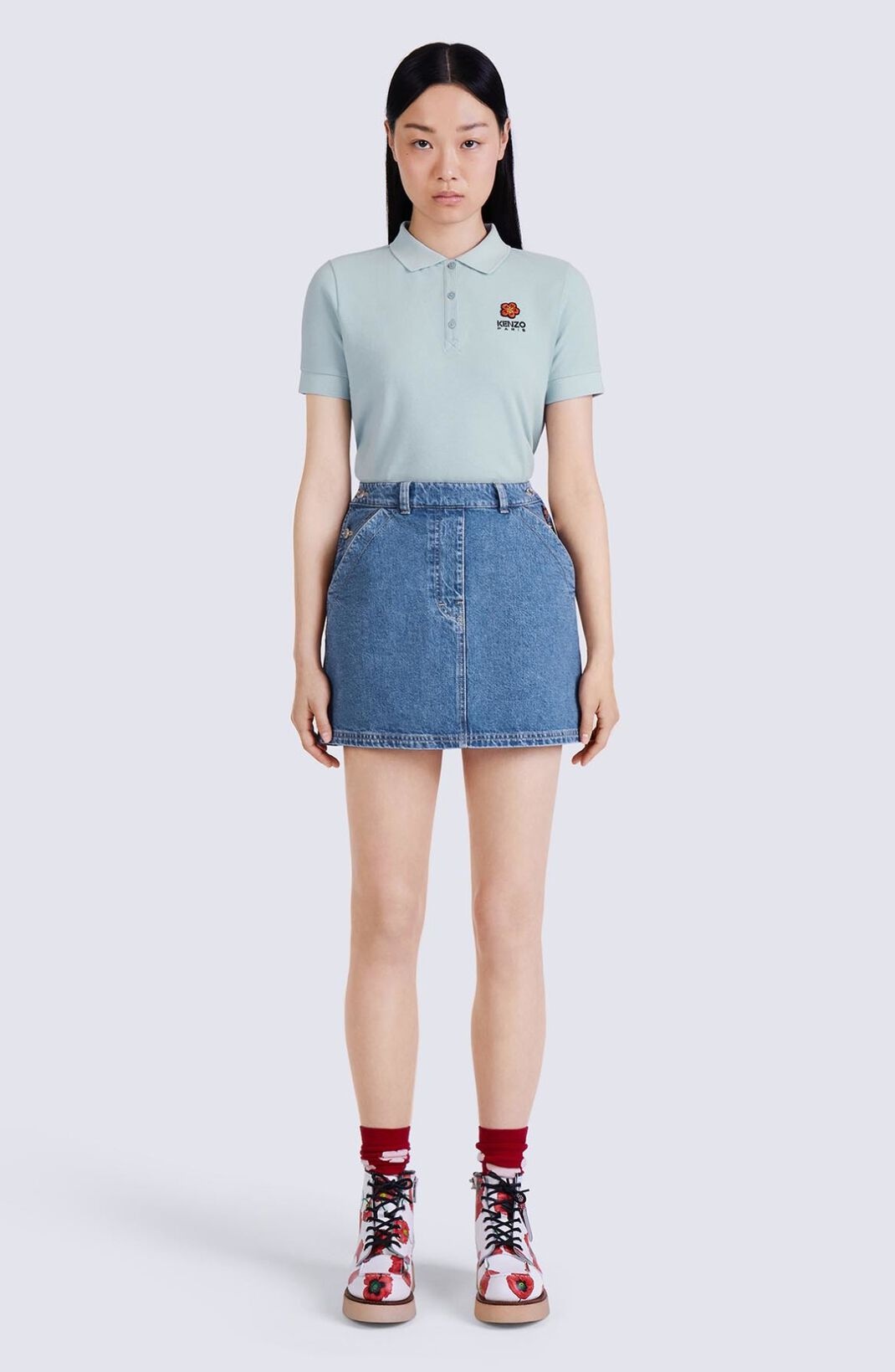 'BOKE FLOWER' denim miniskirt - 3