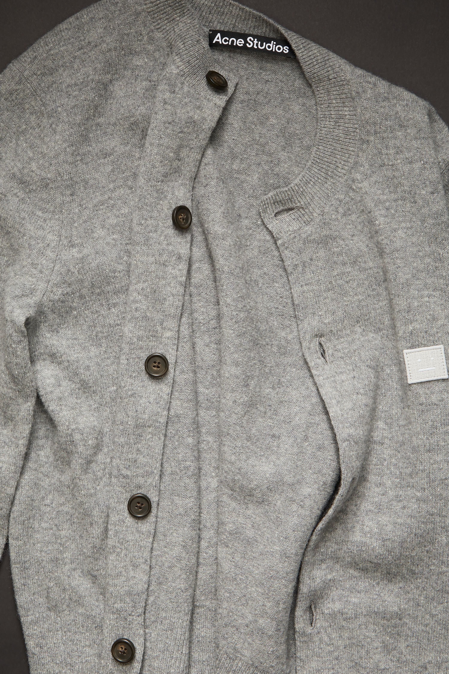 Crew neck cardigan grey melange - 4