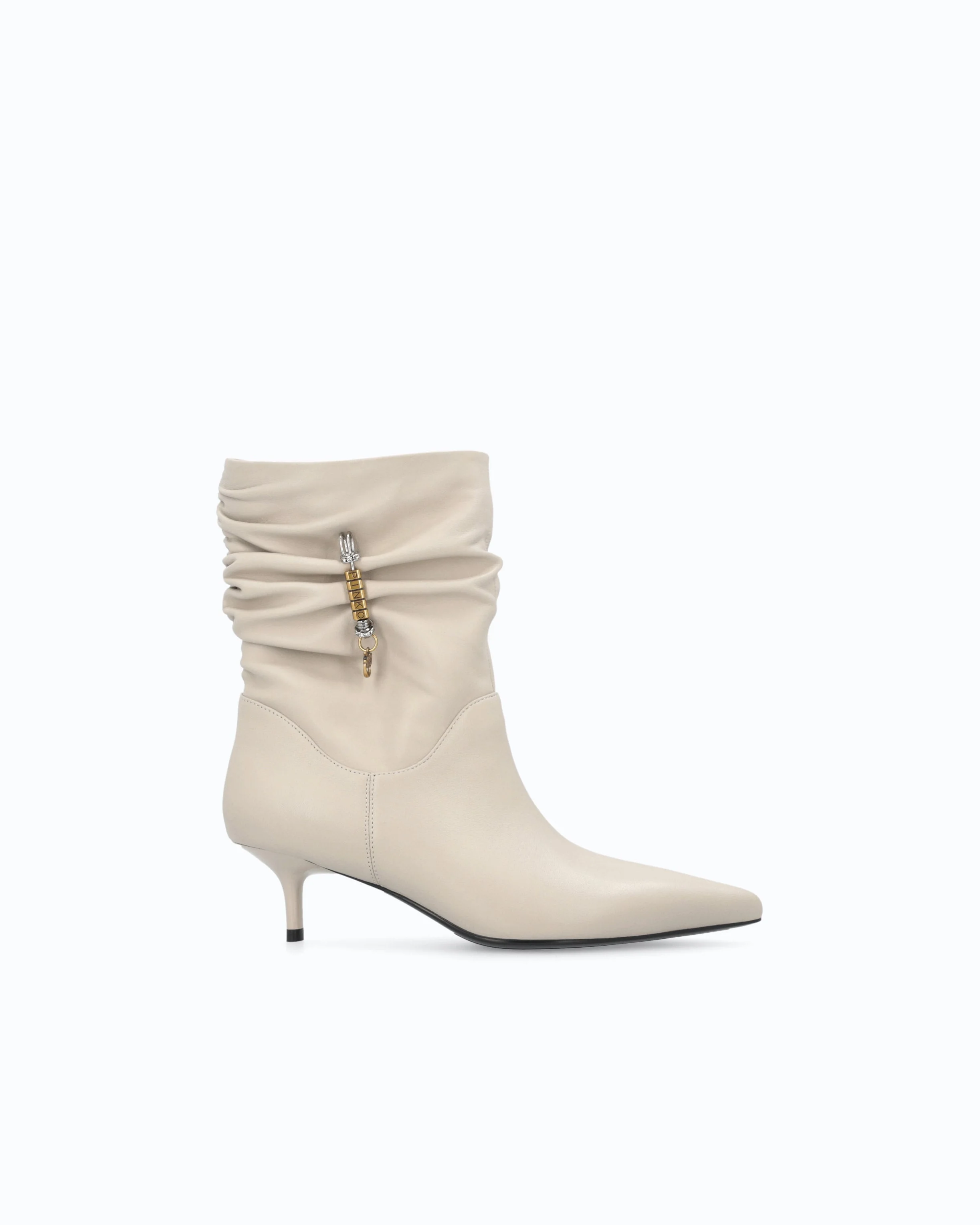 NAPPA LEATHER ANKLE BOOTS WITH GATHERED LEG SHAFT AND LOGO - 1