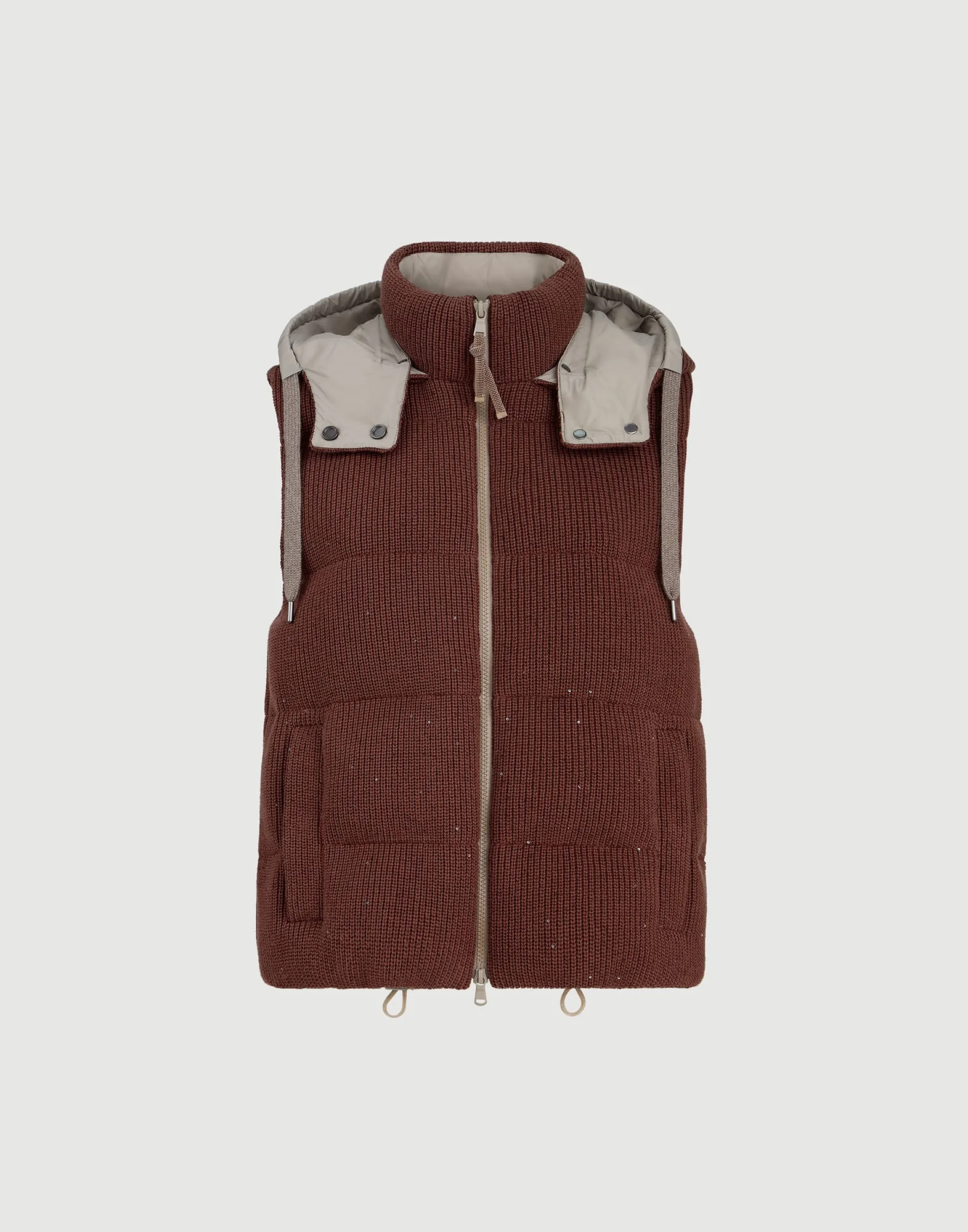 Dazzling cotton English rib knit down vest - 1