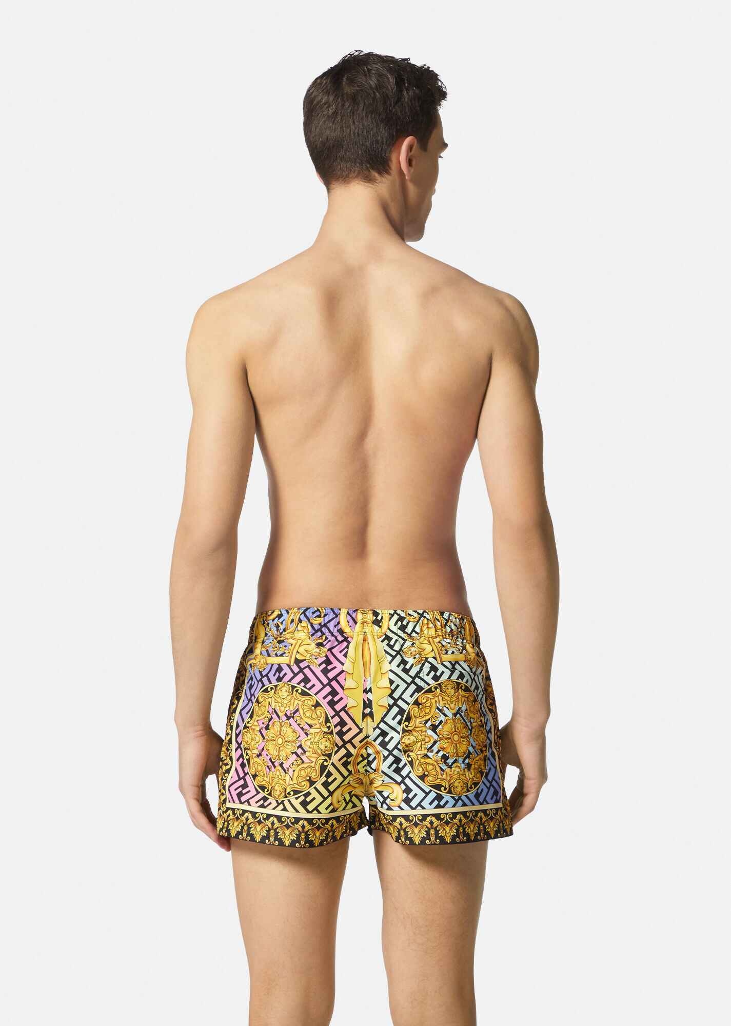 Fendace Gold Baroque Swim Shorts - 3