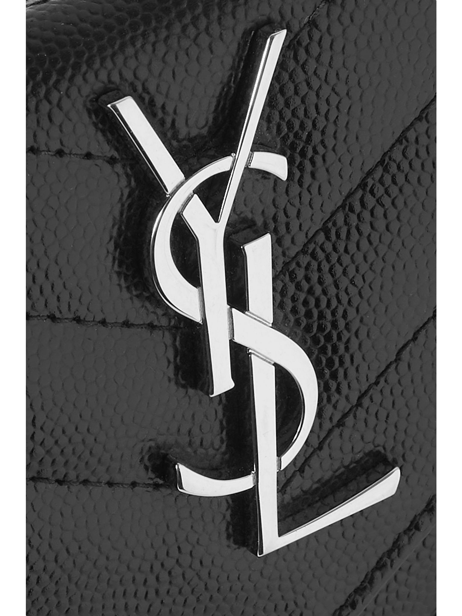 Monogramme Envelope quilted textured-leather wallet Black - 4