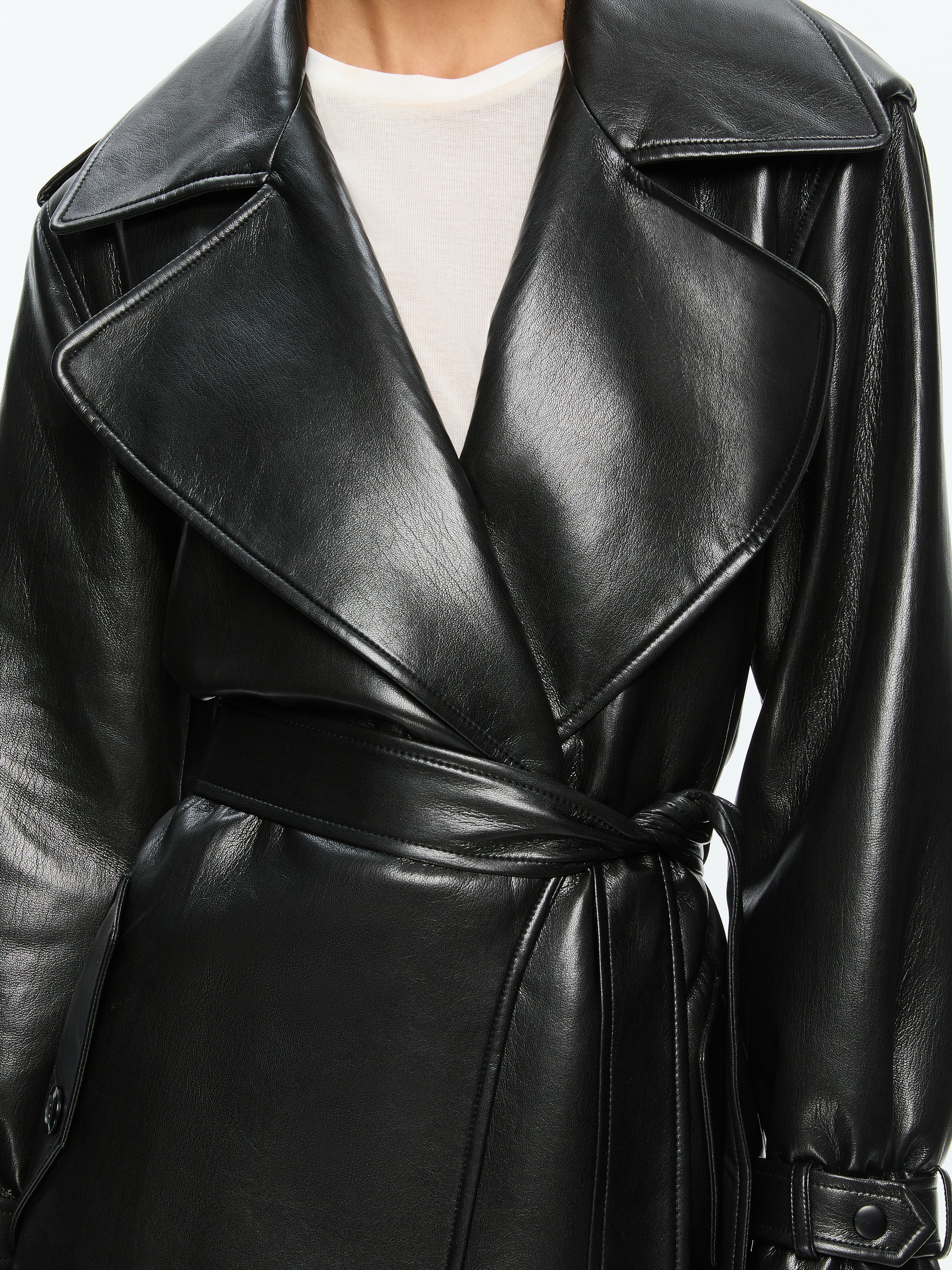 NEVADA VEGAN LEATHER TRENCH COAT - 4