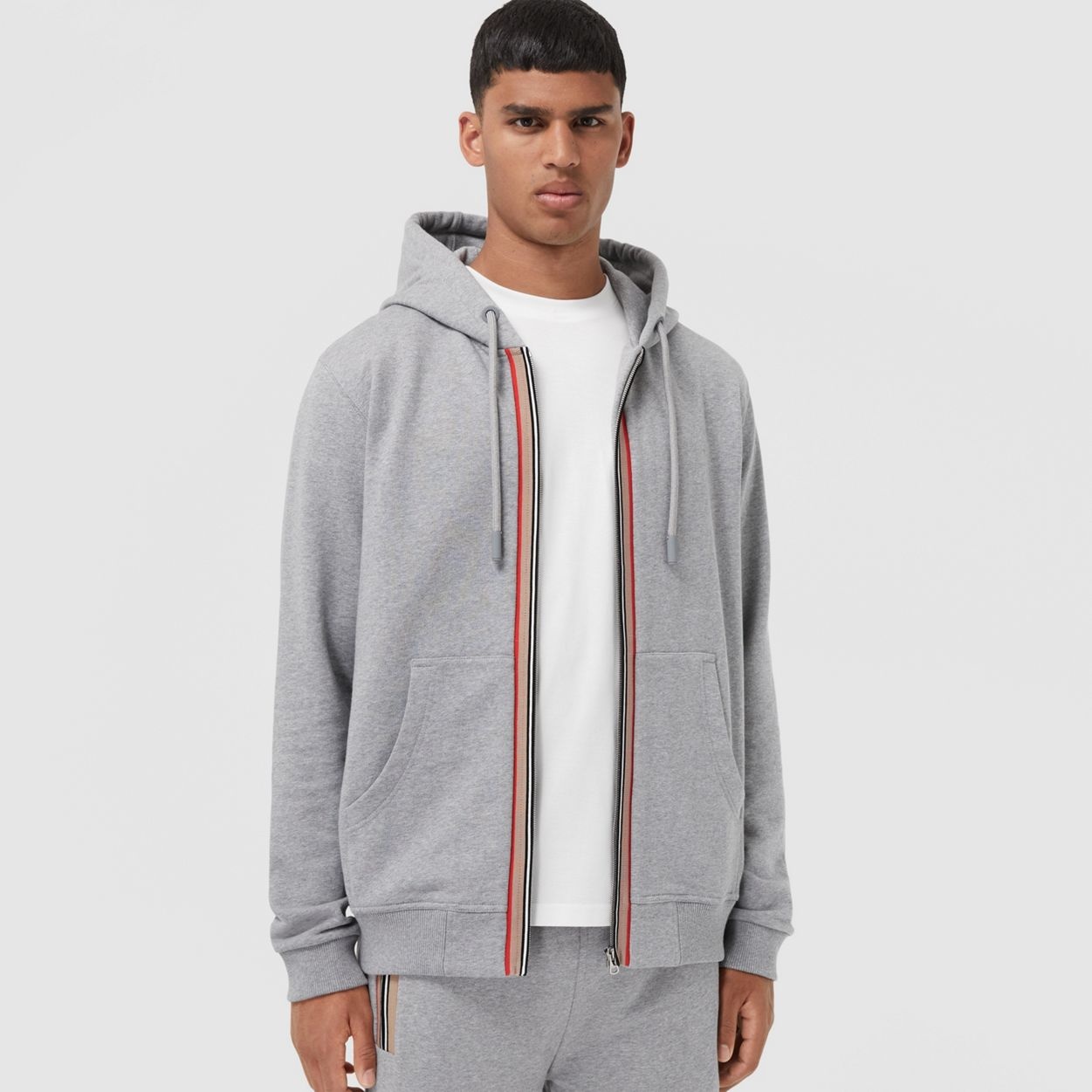 Icon Stripe Detail Cotton Hooded Top - 5