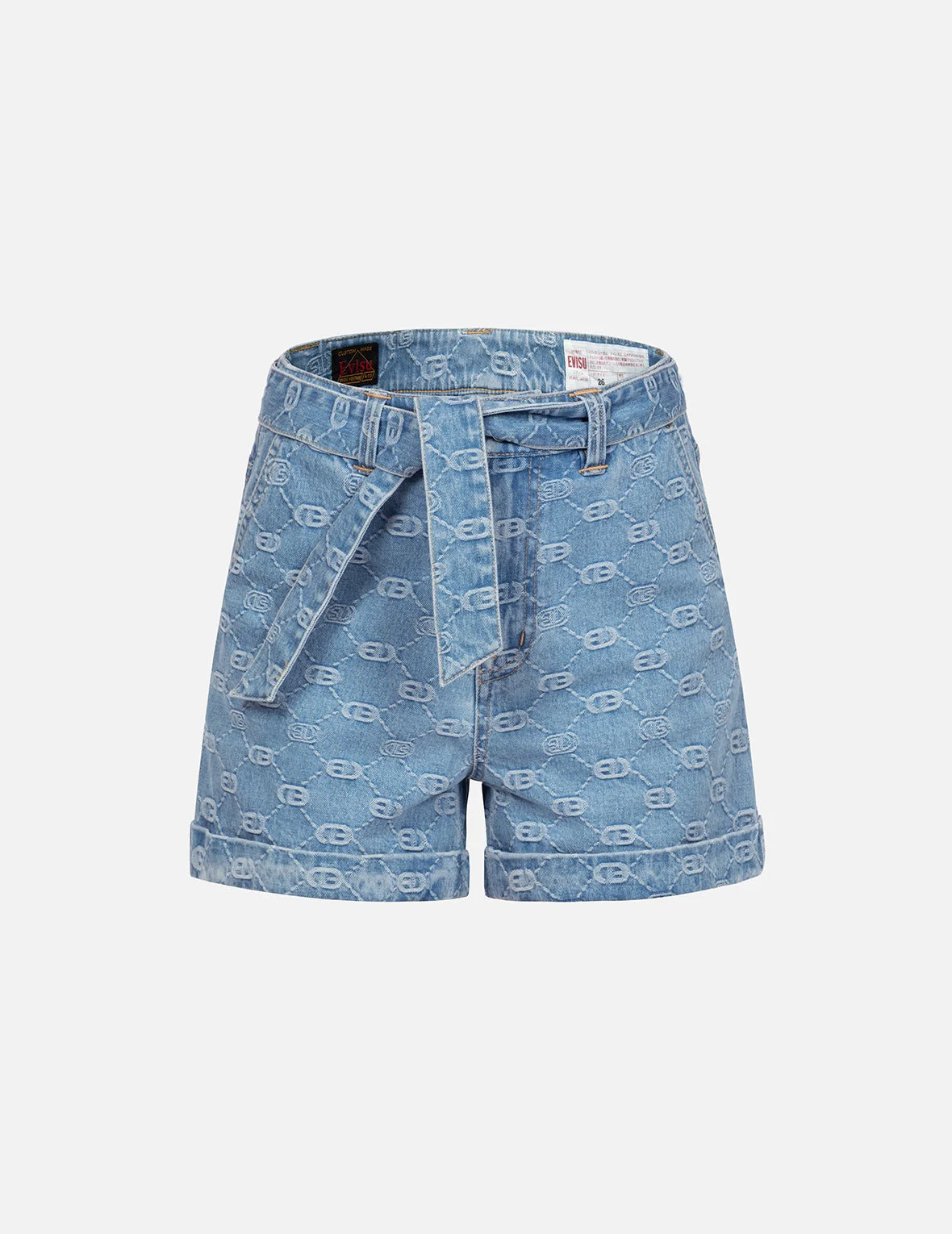 ALLOVER LOGO WITH PINK DIAMOND-IRONING SEAGULL LOOSE FIT DENIM SHORTS - 1