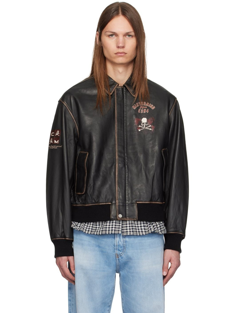 Brown C2H4® Edition Embroidered-Logo Leather Jacket - 1