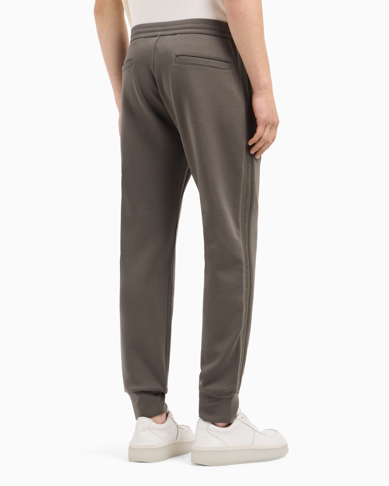 Double-jersey joggers with logo tape - 3