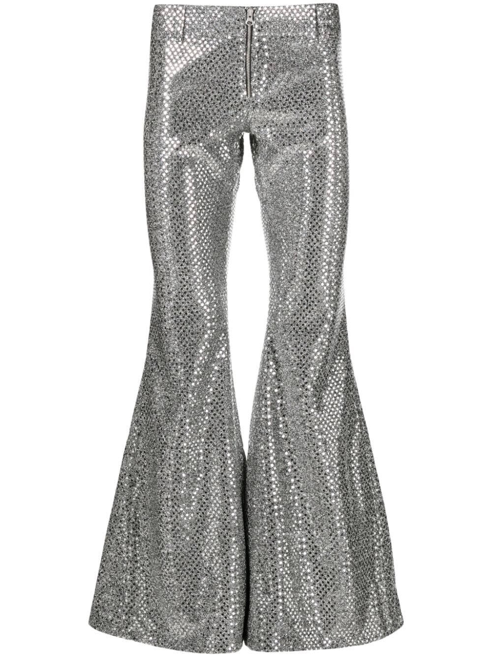 sequinned flared trousers - 1