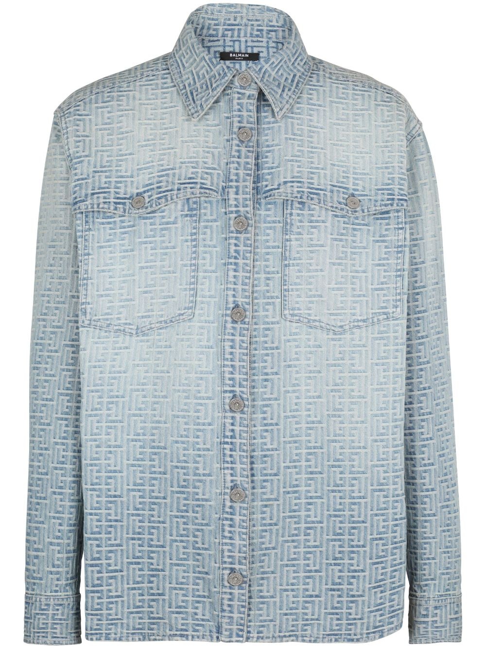 monogram-jacquard cotton shirt - 1