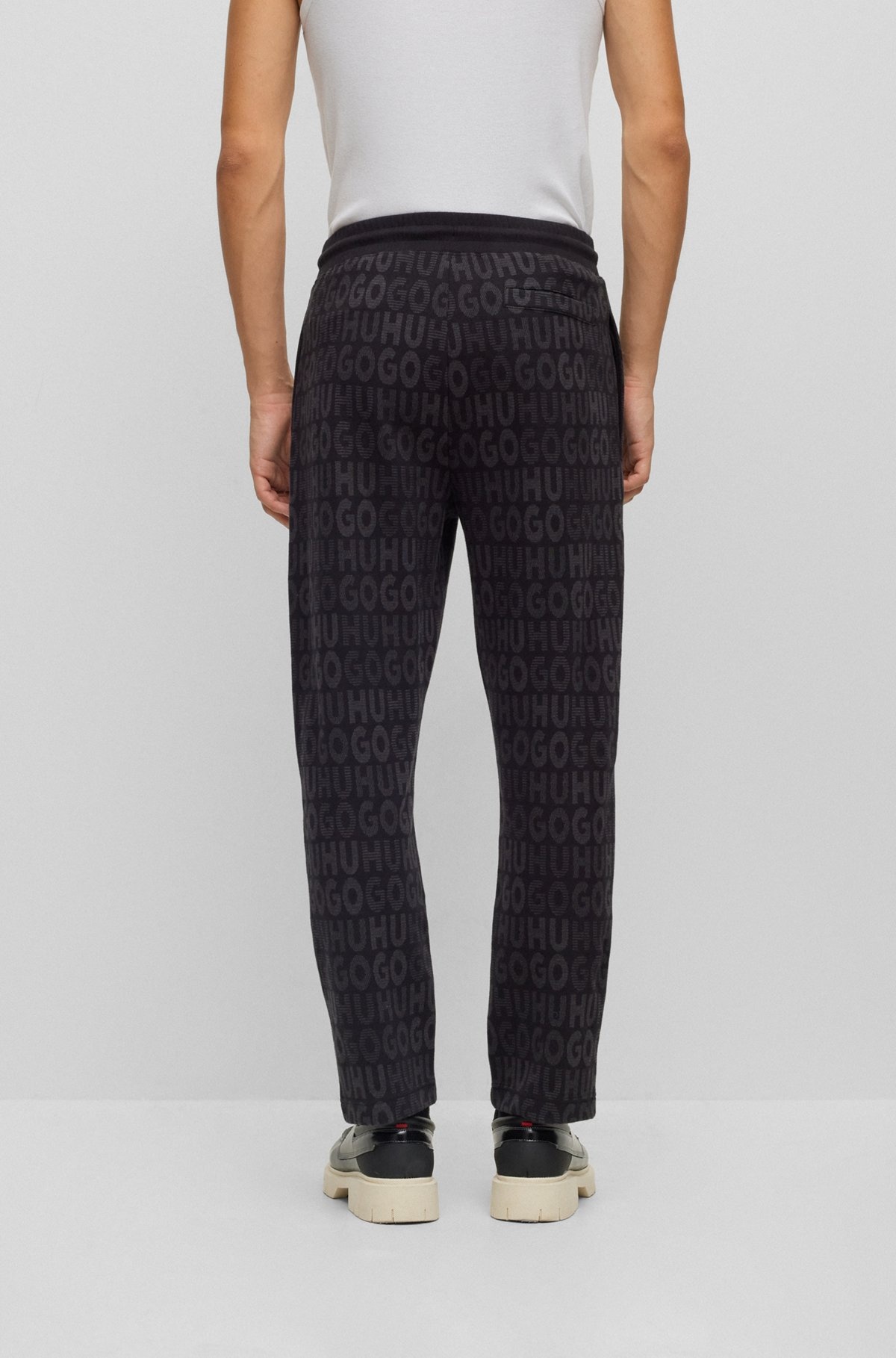 COTTON TRACKSUIT BOTTOMS WITH DRAWSTRING WAIST AND MONOGRAM JACQUARD - 5