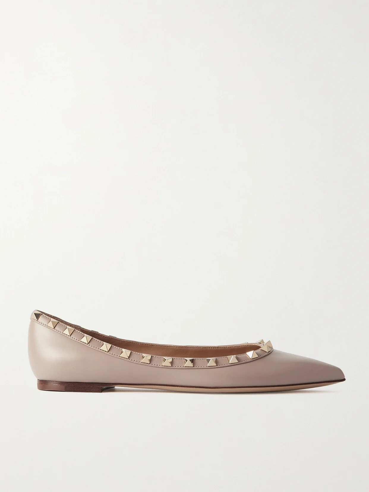 Rockstud Leather Point-toe Flats - 1