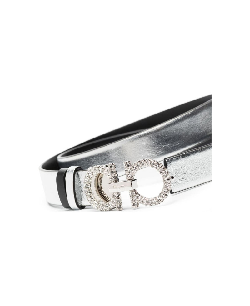 FERRAGAMO Gancini Strass Leather Belt outlook
