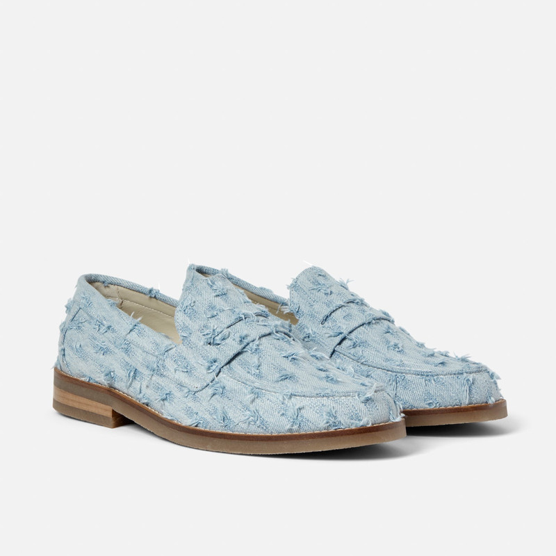 Wilde Blue Punched Denim Penny Loafer - Men's 3