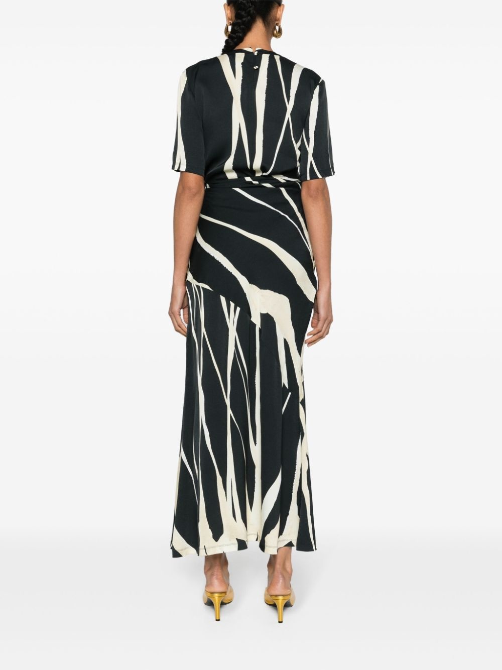 striped crepe midi dress - 4