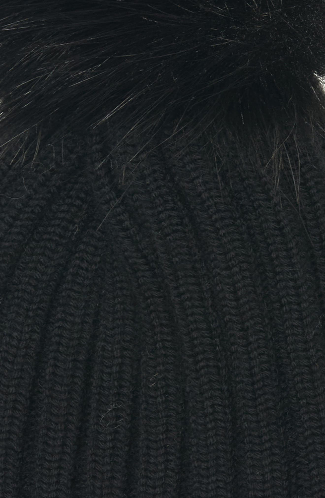 Moncler Virgin Wool Rib Beanie with Faux Fur Pompom in Black at Nordstrom - 4