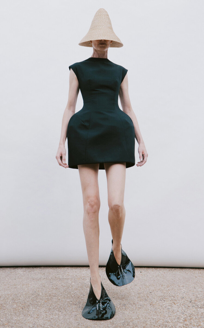 A.W.A.K.E. MODE Cotton-Blend Sculpted Mini Dress black outlook