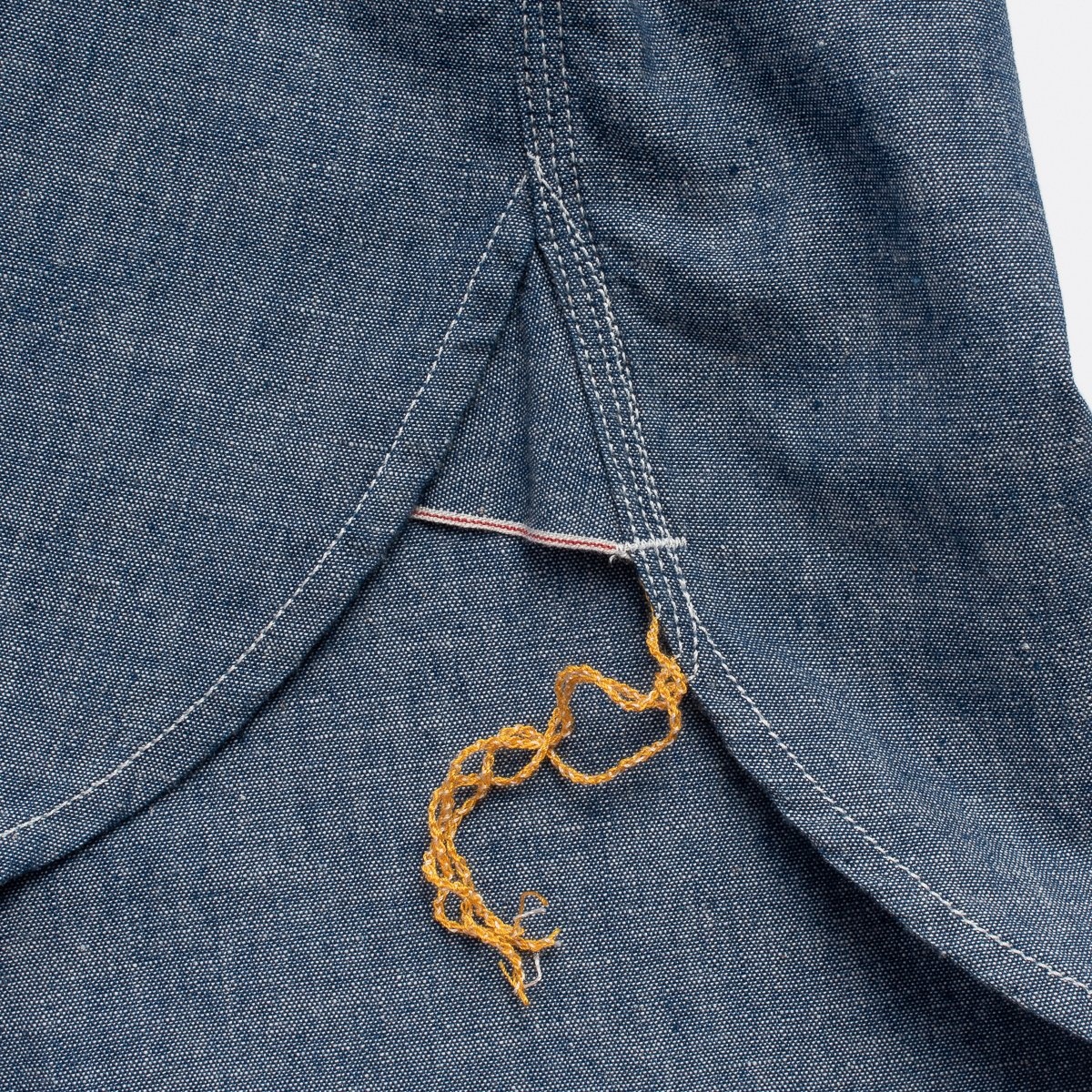 IHSH-285-IND 5.5oz Selvedge Chambray Short Sleeved Work Shirt - Indigo - 10